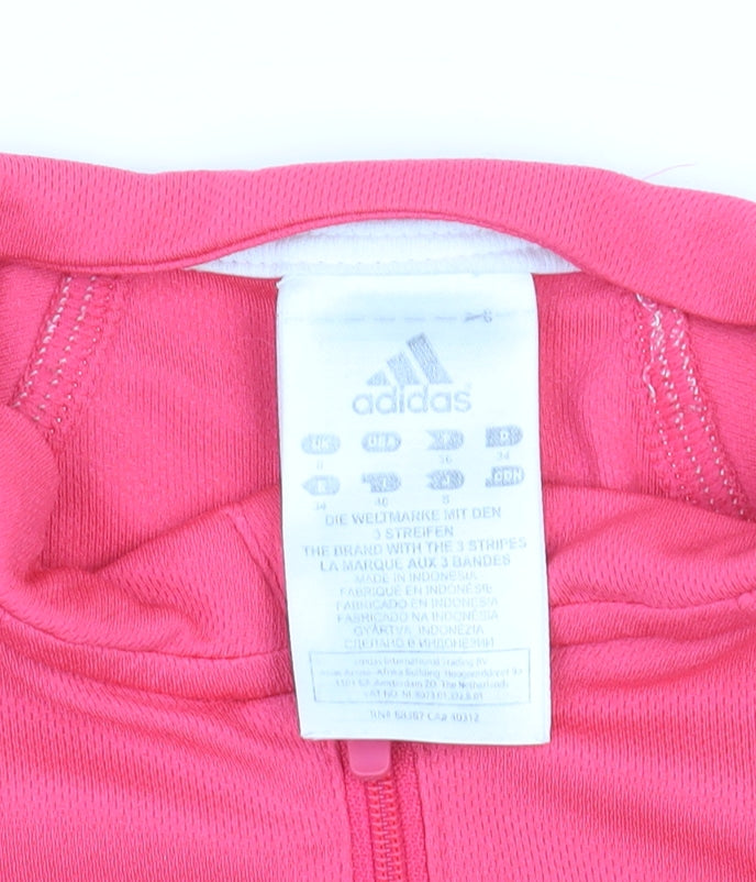 Adidas Womens Pink 1/4 Zip Long Sleeve Pullover Sweatshirt Size 12