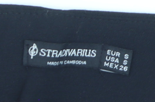Stradivarius Women Black Skort Shorts Size S Asymmetrical Wrap Design