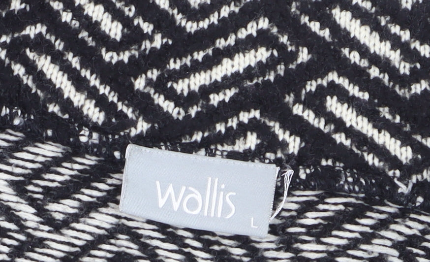 Wallis Women's Black Geometric Knit Cardigan Size 14