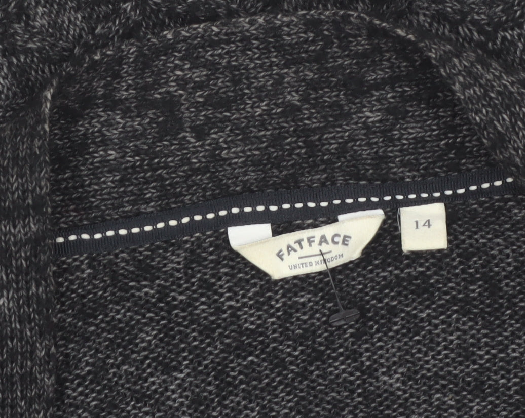 FatFace Womens Grey Size 14 Chunky Knit Open Cardigan