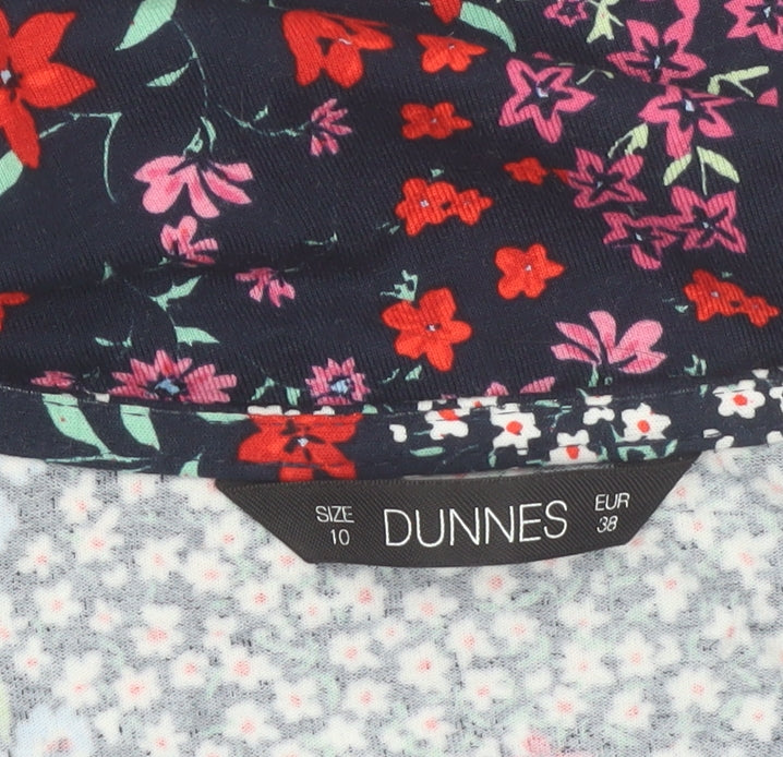 Dunnes Women’s Multicoloured Floral V-Neck Short Sleeve Blouse Size 10