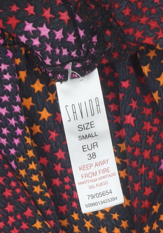 Savida Women Multicoloured Star Ruffle Fit & Flare Dress Size 10