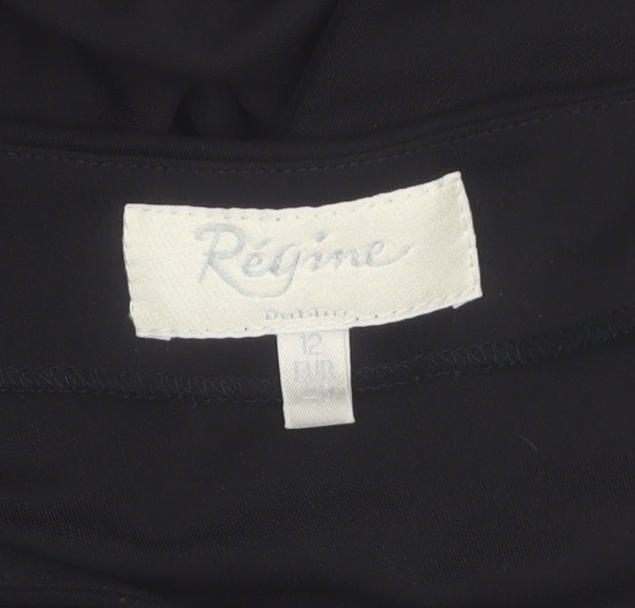 Régine Women’s Black Size 12 One Shoulder Long Evening Dress