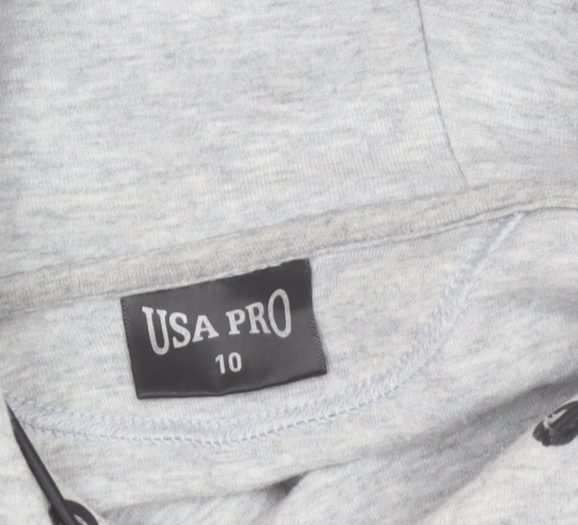 USA Pro Womens Grey Crop Hoodie Size 10 Hooded Sportswear