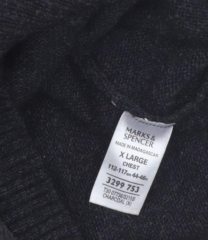 Marks and Spencer Men’s Grey XL 1/2 Zip Lambswool Jumper