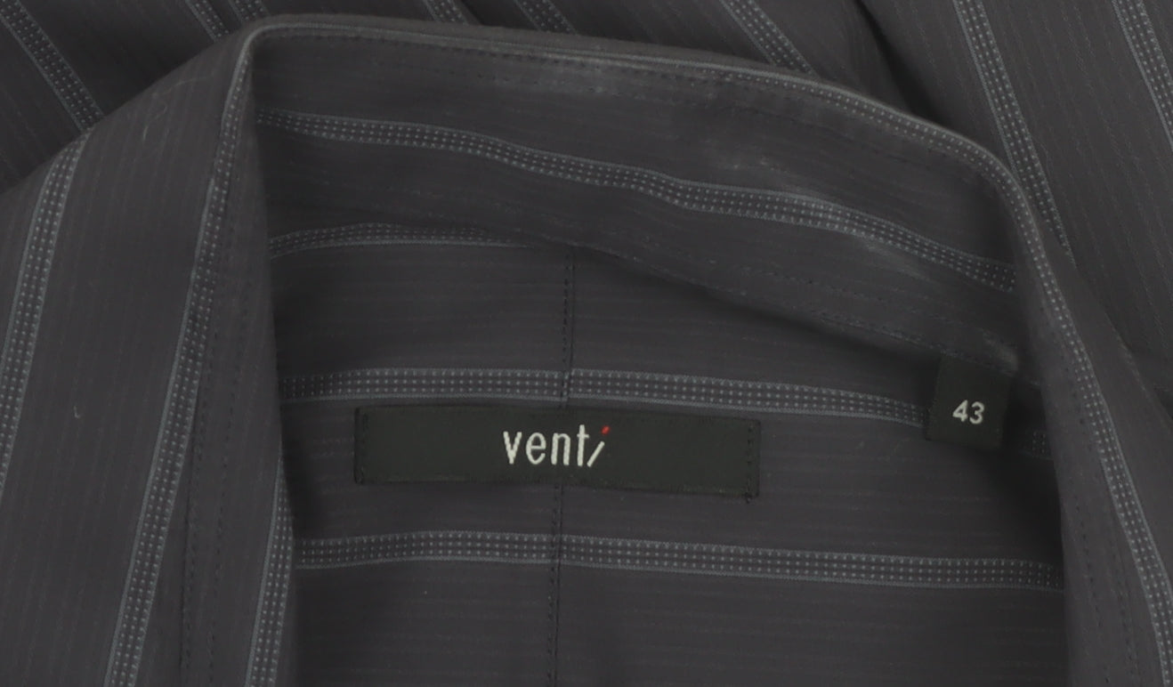Venti Men's Black Striped Long Sleeve Cotton Button-Up Shirt Size 43