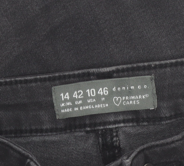 Primark Women Black Skinny Jeans Size 14 Mid Rise Stretch Denim
