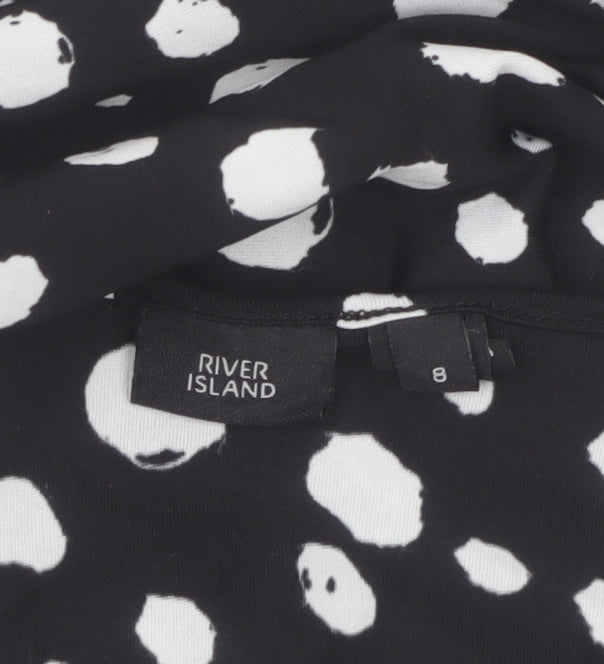 River Island Women’s Black Polka Dot Wrap Dress Size 8