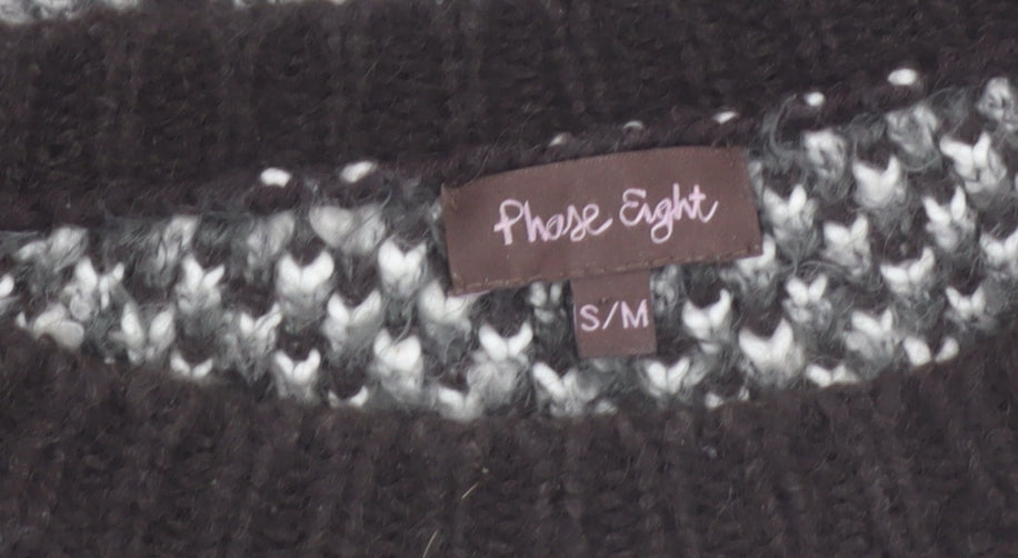Phase Eight Women's Grey Chunky Knit Check Pullover Jumper S