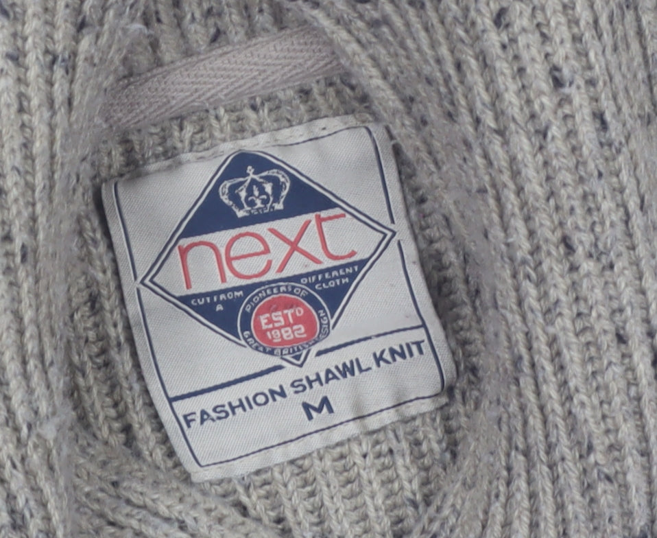Next Men's Beige Shawl Neck Chunky Knit Pullover Jumper M