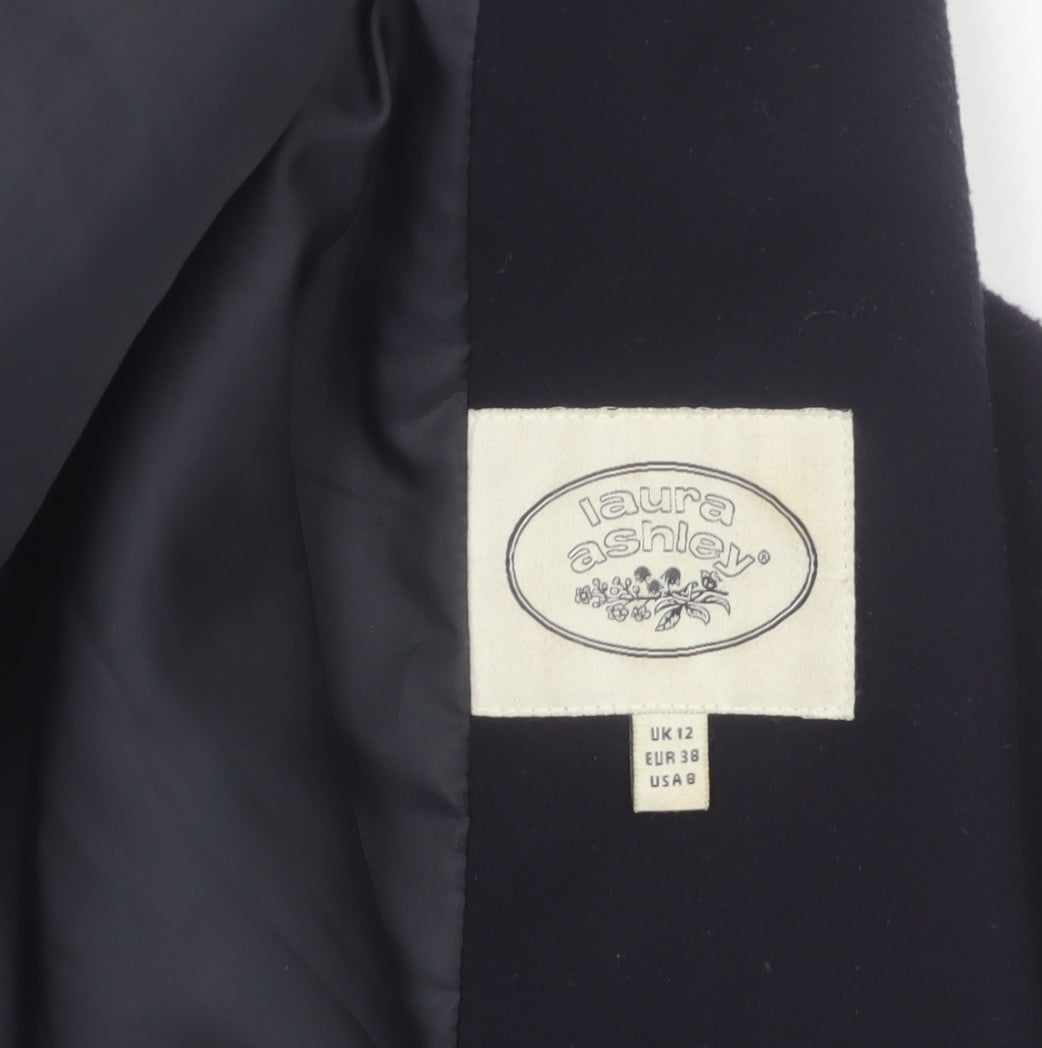Laura Ashley Women's Navy Wool Cashmere Blend Long Coat UK 12