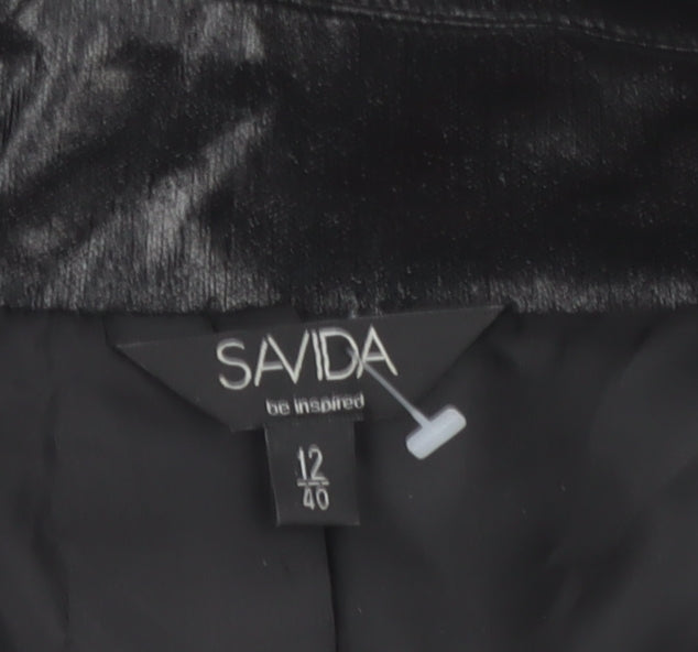 Savida Women's Black Trench Coat Size 12 Mid-Length Belted