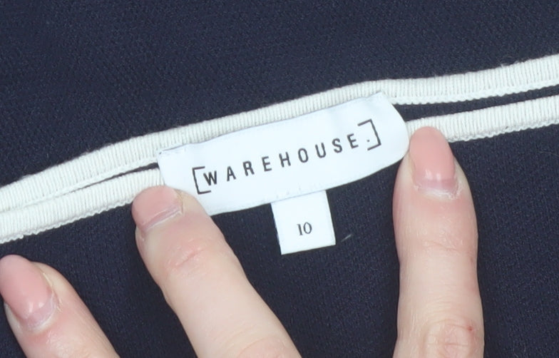 Warehouse Womens Blue Boat Neck Long Sleeve Knit Jumper Size 10