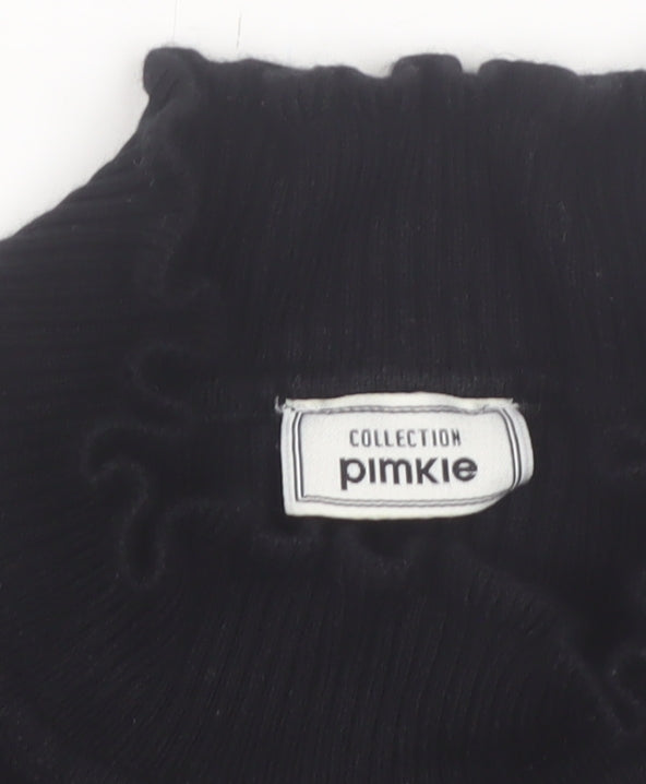 Pimkie Womens Black Slim Fit Mock Neck Long Sleeve Knit Jumper S