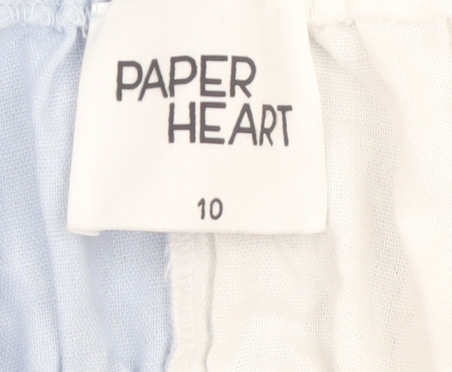 Paper Heart Women's Blue & White Off Shoulder A-Line Short Dress Size 10