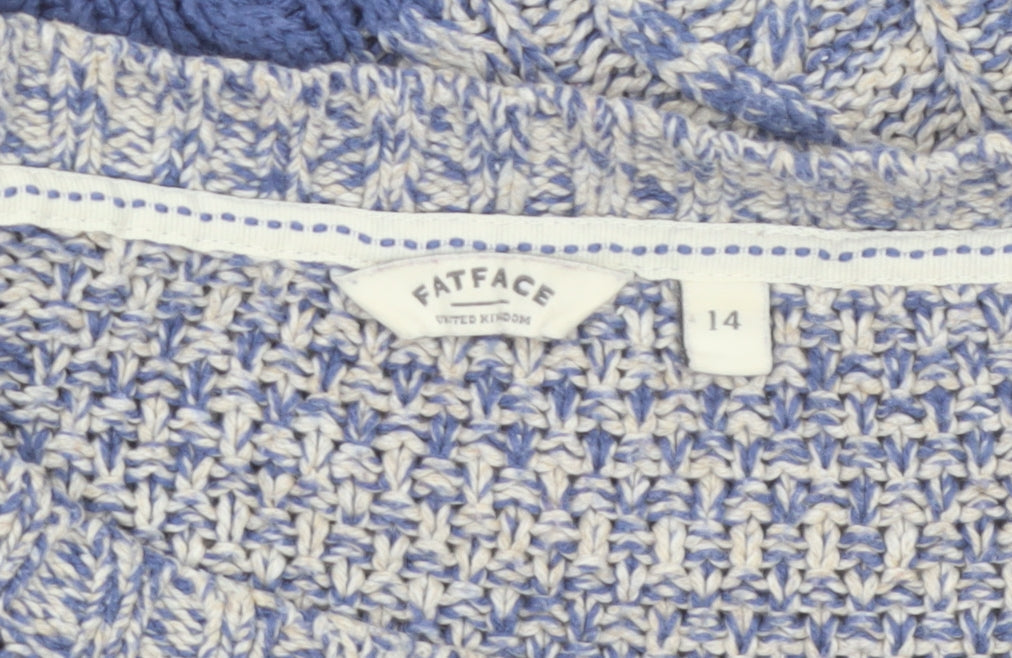 FatFace Women’s Blue Crew Neck Cable-Knit Jumper Size 14