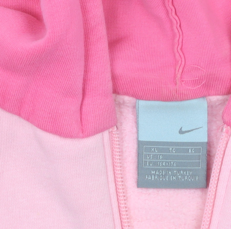 Nike Girls Pink Full Zip Hoodie XL 16 Years Fleece Casual Sportswear