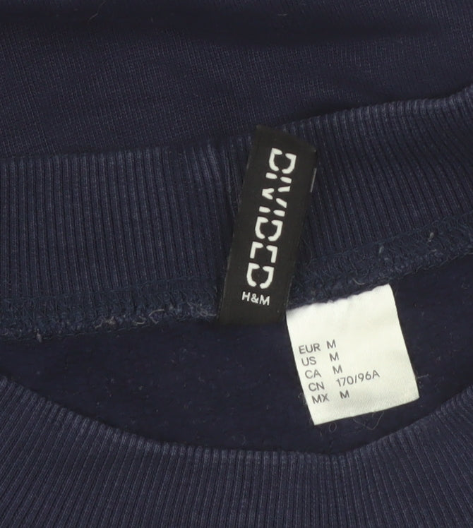 H&M Divided Women's Navy Blue Pullover Sweatshirt Size 12 'Power to the Girls'