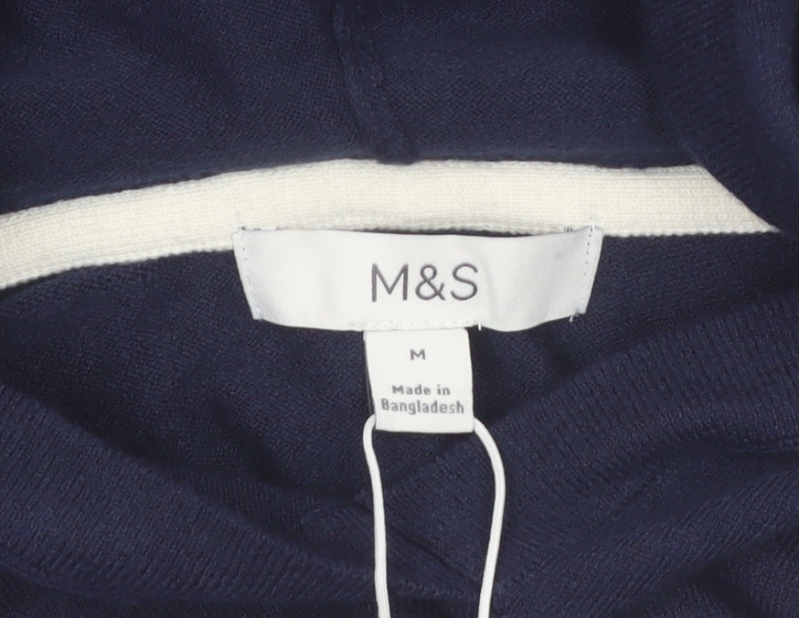 Marks and Spencer Women's Blue Hooded Pullover Knit Jumper M