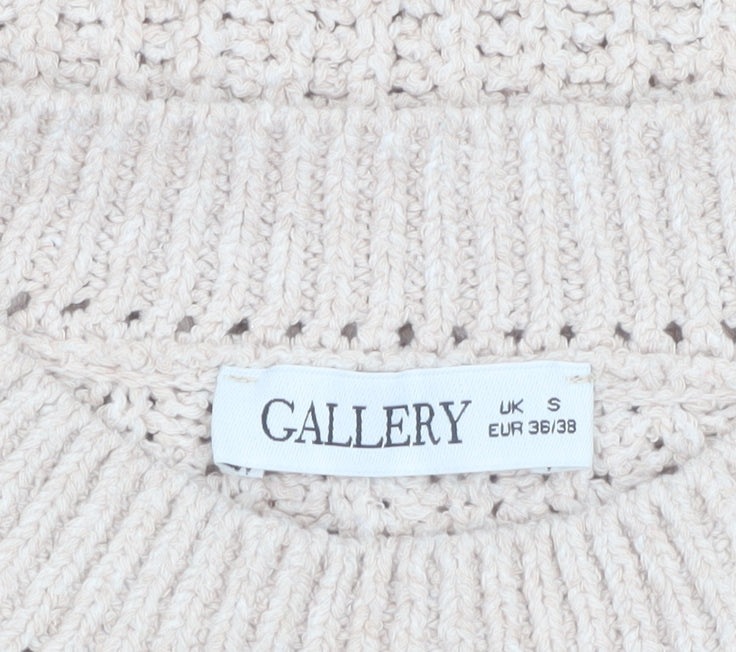 Gallery Women’s Beige Chunky Knit Mock Neck Pullover Jumper Size S