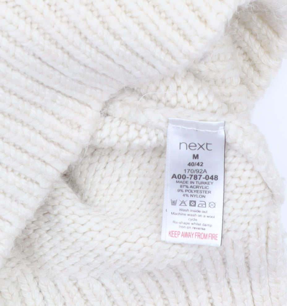 Next Womens Green High Neck Cable-Knit Pullover Jumper M