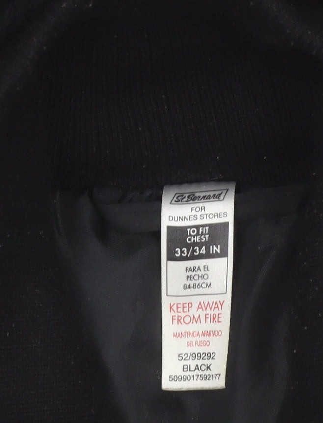 St Bernard Women’s Black Hooded Puffer Jacket Size 8 Faux Fur Trim