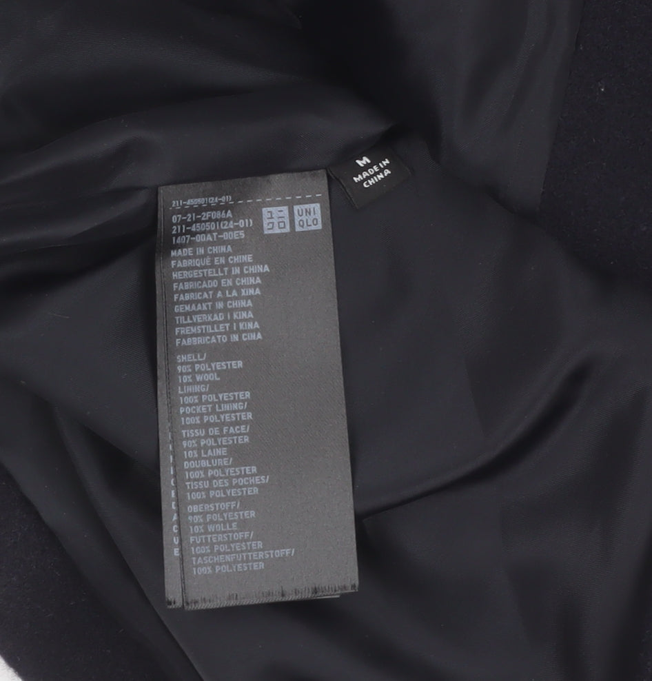 Uniqlo Men’s Black Wool Blend Mid-Length Overcoat Size M