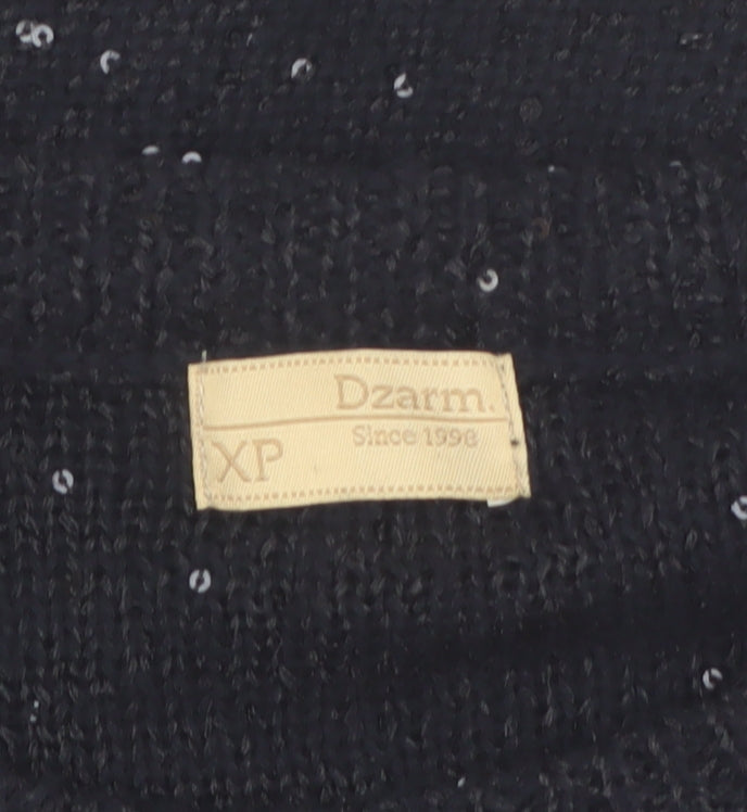 Dzarm Womens Black Sequin Knit Pullover Jumper Size 2XS