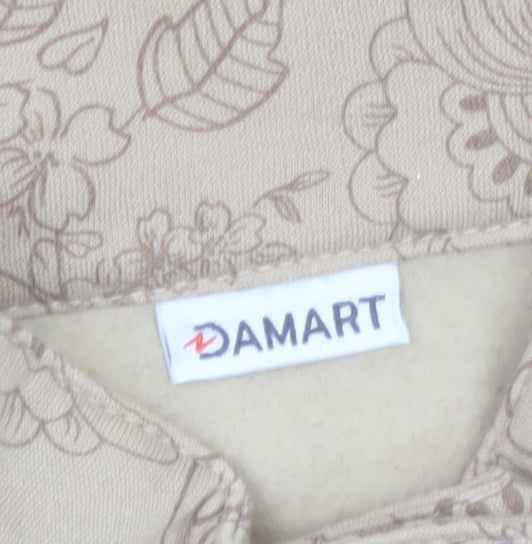 Damart Women Beige Floral Basic Jacket Size 14 Regular Fit