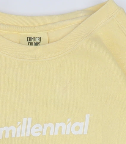 Comfort Colors Men's Yellow Millennial Sweatshirt Small Cotton Blend