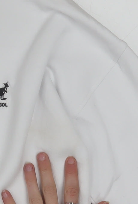 Kangol Women White Cotton Blend Crew Neck Long Sleeve Pullover Sweatshirt L
