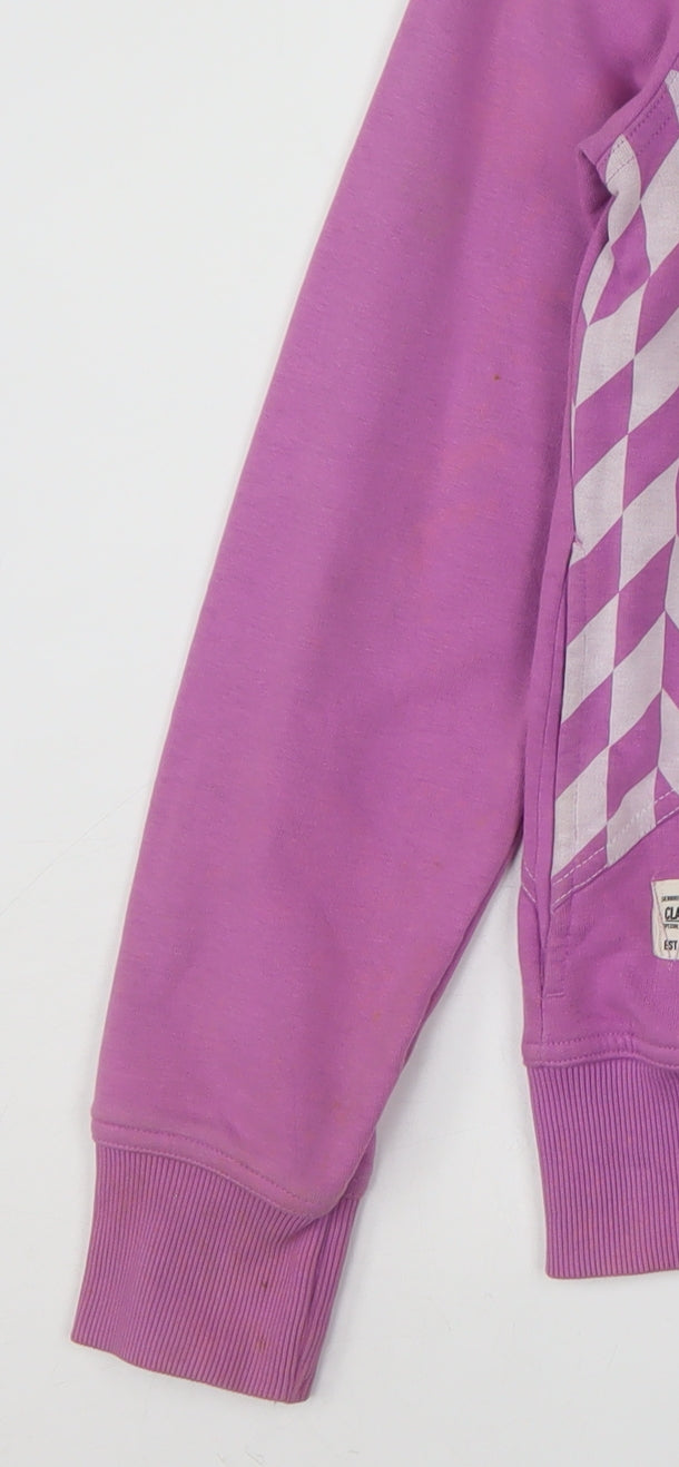 Puma Women Purple Full Zip Hoodie Size 16 Geometric Print