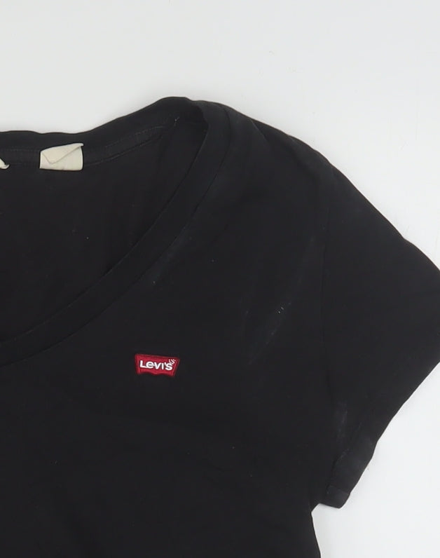 Levi's Women's Black V-Neck Cotton T-Shirt Size M