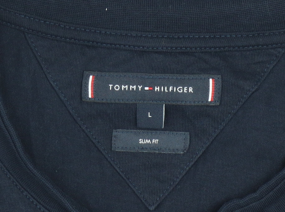 Tommy Hilfiger Men's Black Slim Fit Cotton T-Shirt Size L