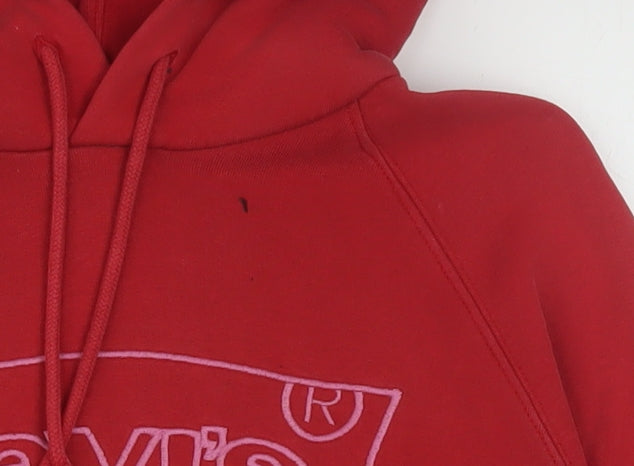 Levi's Womens Red XS Pullover Hoodie with Logo Print