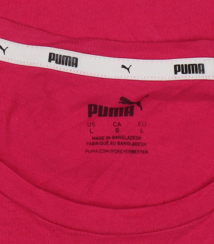 Puma Womens Pink Basic Crew Neck Short Sleeve T-Shirt Size L