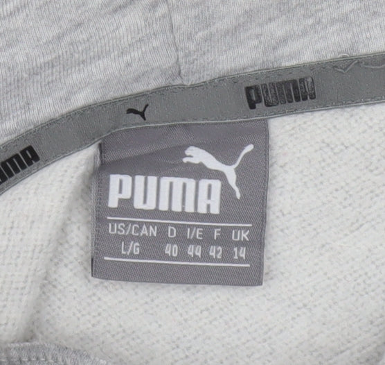 Puma Women Grey Pullover Hoodie Size 14 Graphic Logo Hooded Sweatshirt