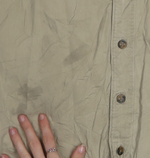 Dickies Men's Beige XL Button-Up Short Sleeve Cotton Shirt