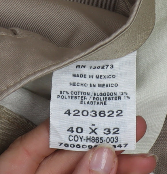 Lee Men's Beige Chino Trousers 40x32 Regular Fit Cotton Blend