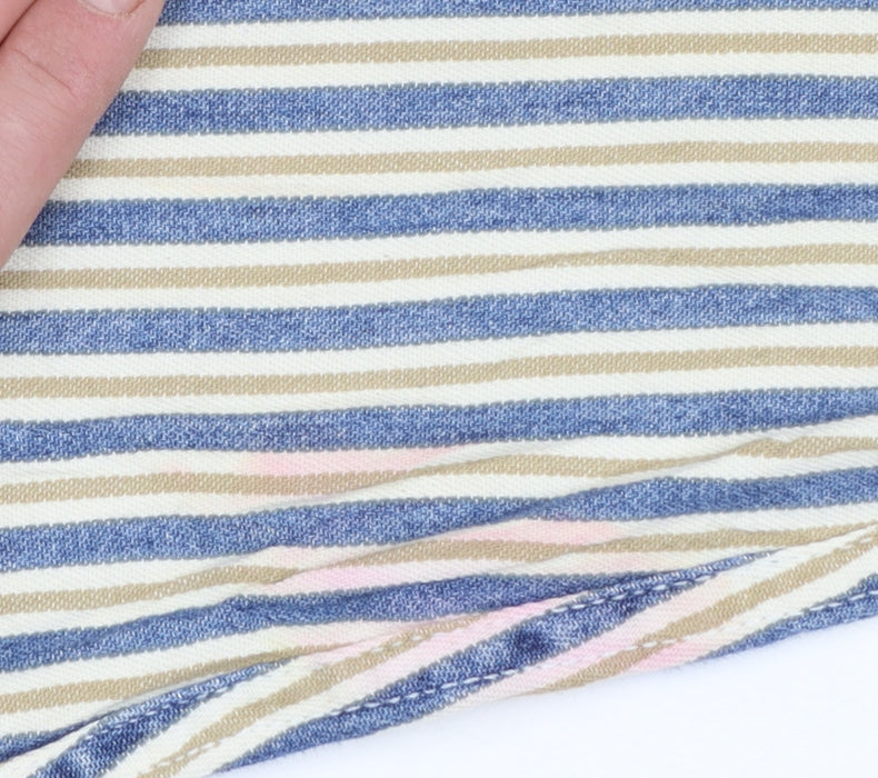 Basic Editions Men's Blue Striped 2XL Tall Cotton Button-Up Shirt