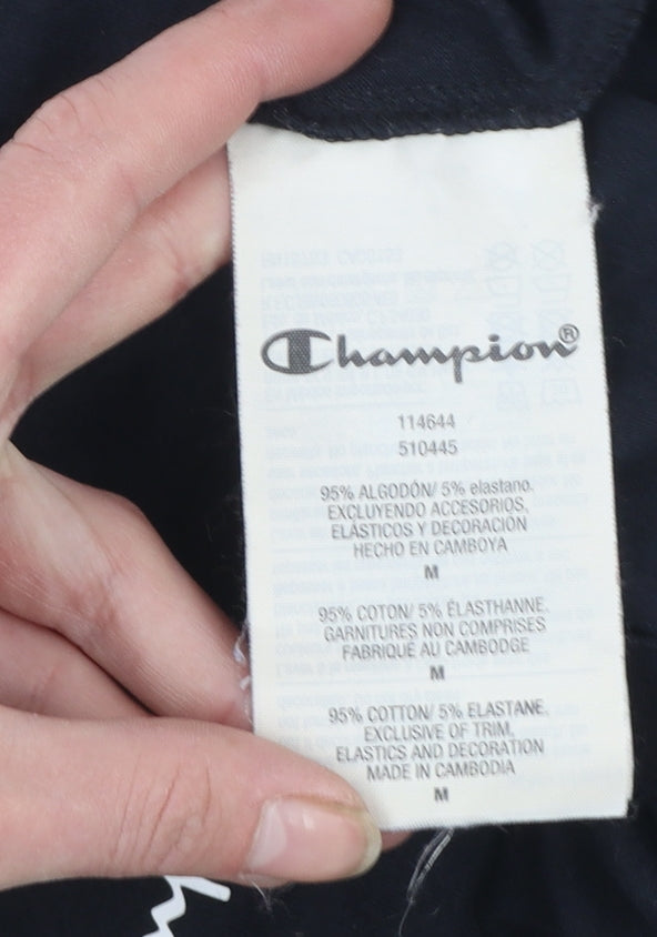 Champion Girls Black Medium Logo Short Sleeve Cotton T-Shirt