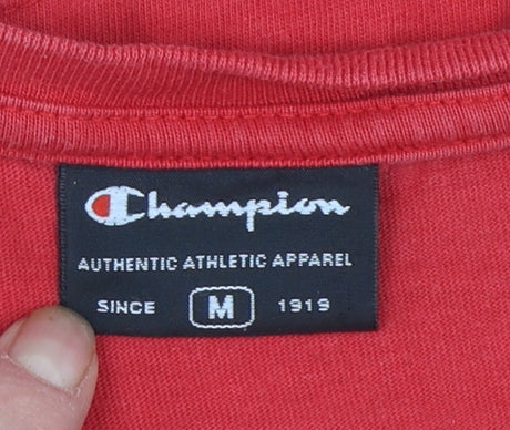 Champion Womens Red V-Neck Short Sleeve Cotton T-Shirt M