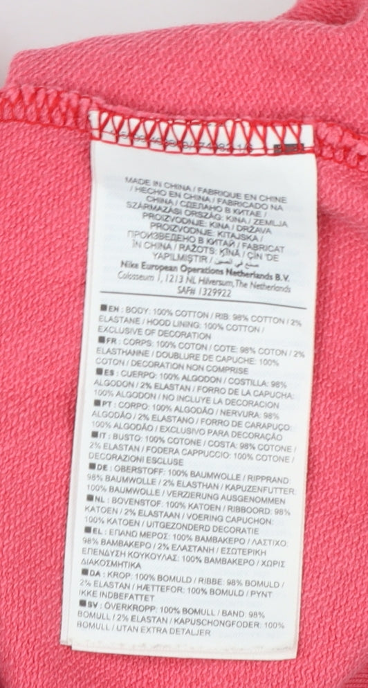 Nike Womens Pink Full Zip Hoodie XS Cotton Track & Field Sweatshirt