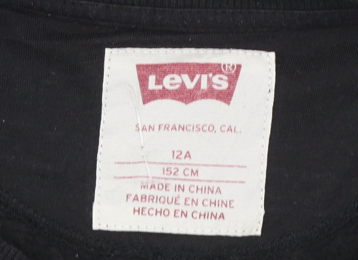 Levi's Boys Black Crew Neck Sweatshirt Size 12 Years Cotton Blend Logo