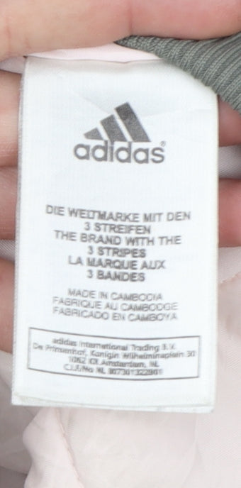 Adidas Womens Grey Long Parka Coat Size 12 Nylon Winter Jacket