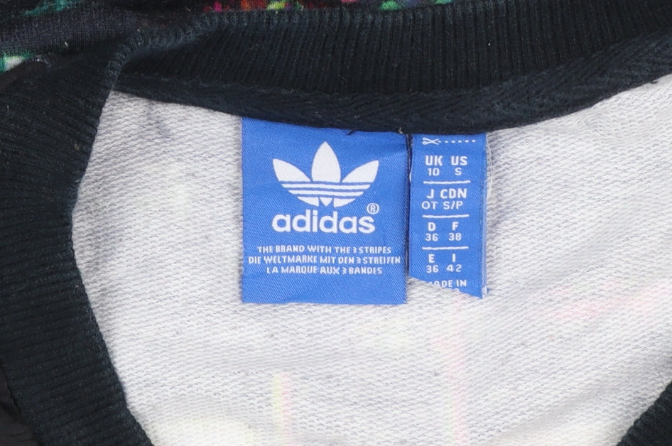 Adidas Women’s Black Multicoloured Pullover Sweatshirt Size 10 Graphic Print
