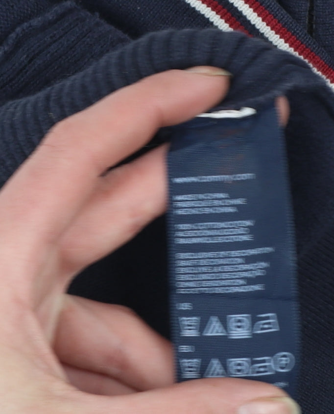 Tommy Hilfiger Men's Blue 2XL Full Zip Cotton Jumper
