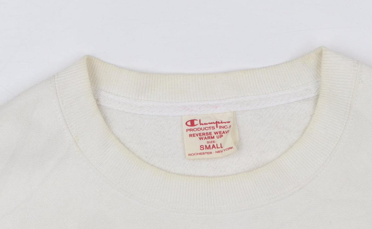 Champion Men's White Small Reverse Weave Crew Neck Sweatshirt