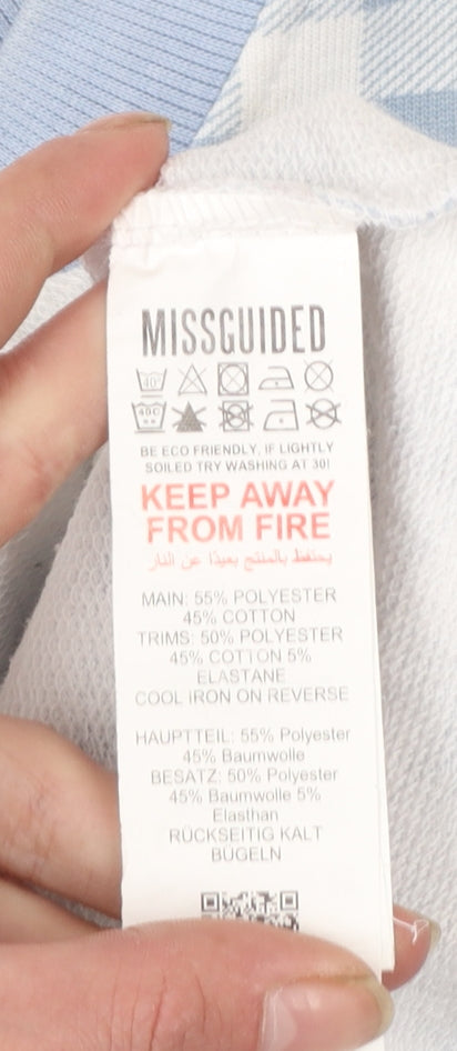 Missguided Women Blue Gingham Gratitude Sweatshirt UK 14