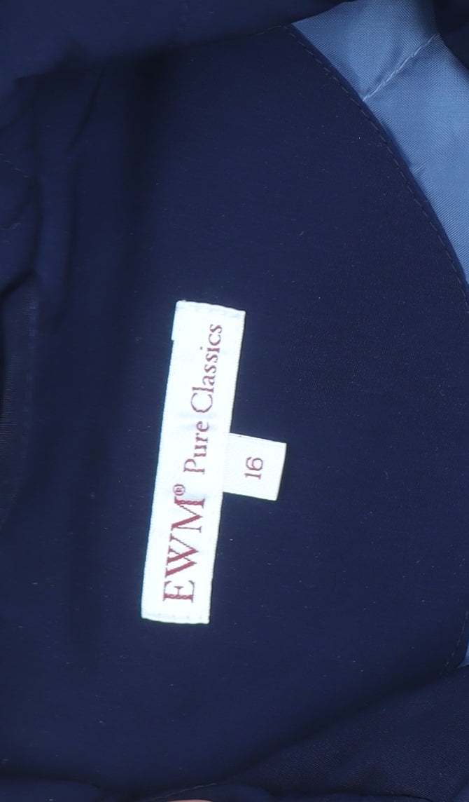 EWM Pure Classics Women's Blue Hooded Parka Coat Size 16